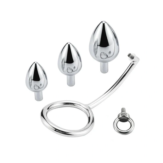 Stainless 4663 Set Cock DiscreetChoice Steel Ring Anal with Hook 0731